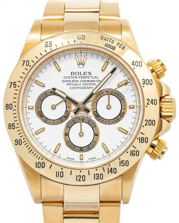 Rolex Cosmograph Daytona 40MM White Dial Yellow Gold Oyster Bracelet (16528)