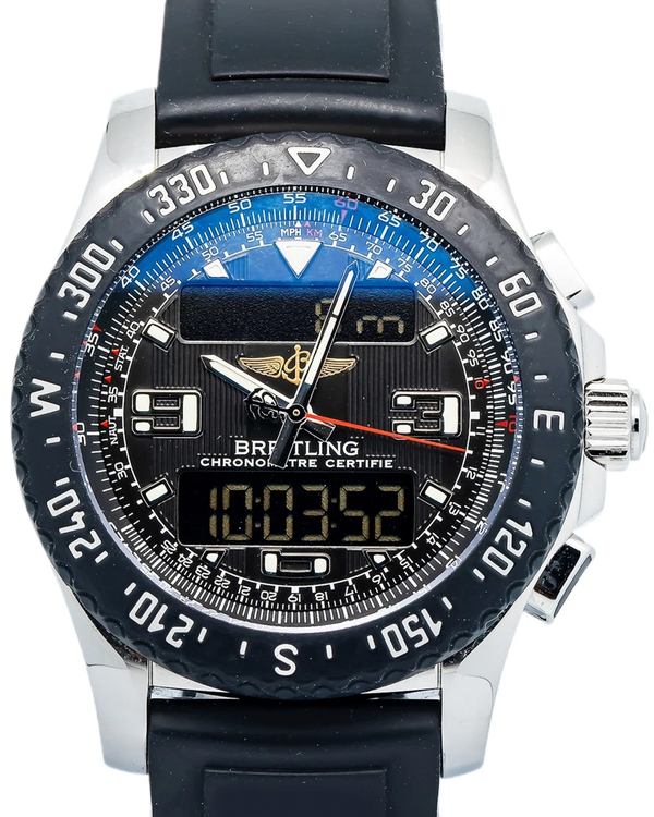 2016 Breitling Airwolf Raven 44MM Quartz Black Dial Rubber Strap (A78364)