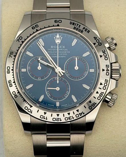 2025 Rolex Cosmograph Daytona 40MM Blue Dial White Gold Oyster Bracelet (126509)