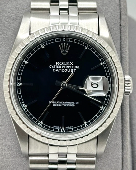 1990 (X Serial) Rolex Datejust 36MM Black Dial Jubilee Bracelet (16220)