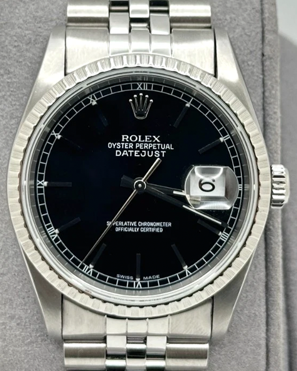 1990 (X Serial) Rolex Datejust 36MM Black Dial Jubilee Bracelet (16220)