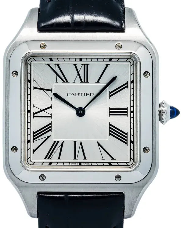 working - Cartier Santos Dumont 26MM Quartz Silver Dial Leather Strap (WSSA0032)