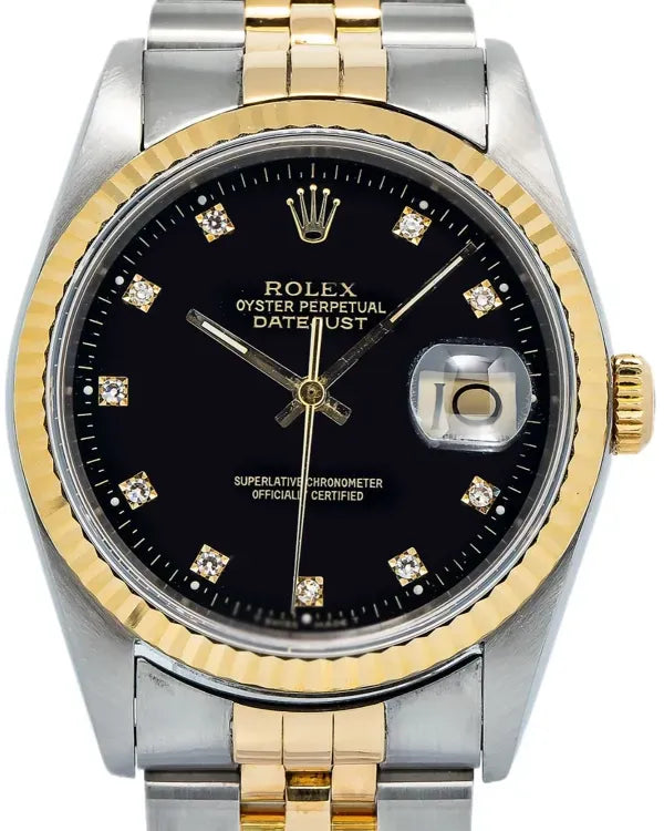 Rolex Datejust 36MM Black Dial Two-Tone Jubilee Bracelet (16233)