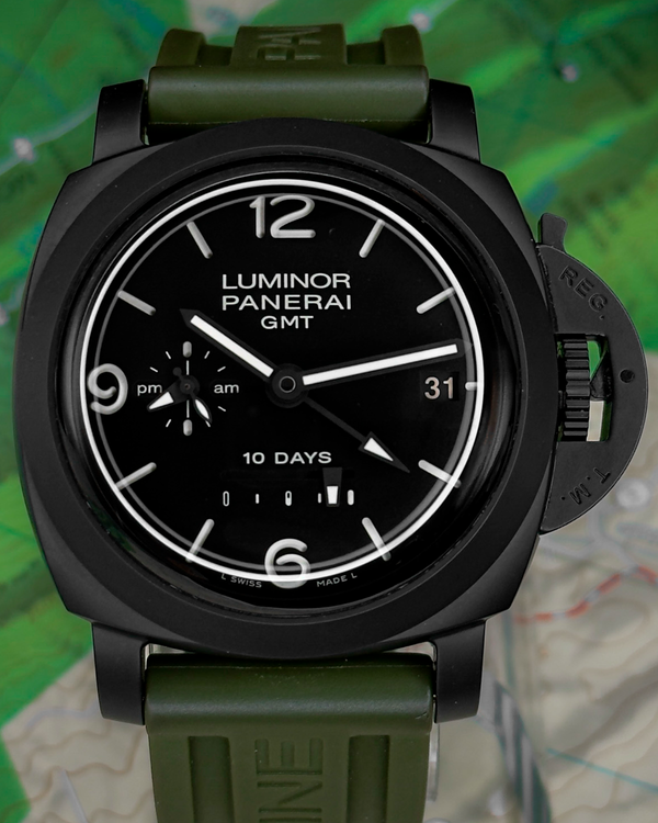 2017 Panerai Luminor 1950 10 Days GMT 44MM Black Dial Rubber Strap (PAM00335)