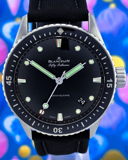 2021 Blancpain Fifty Fathoms Bathyscaphe 43MM Grey Dial Textile Strap (5000-1110-B52A)