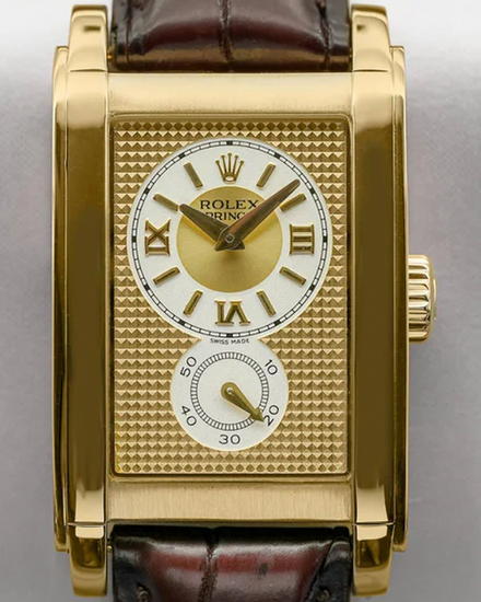 Rolex Cellini Prince 28MM Gold Dial Leather Strap (5440)