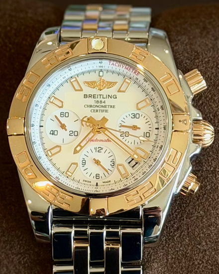No Reserve - Breitling Chronomat L.E. 41MM Mother of Pearl Dial Two-Tone Bracelet (CB0140)