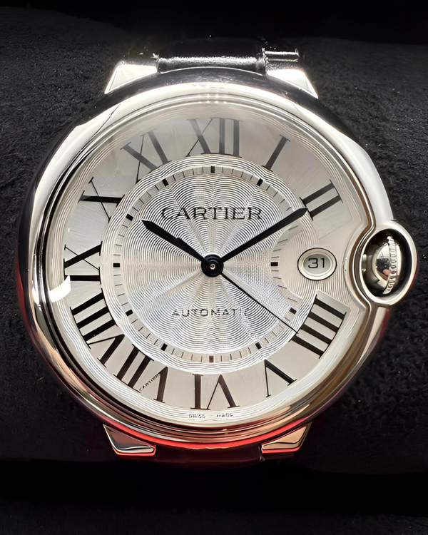 2021 Cartier Ballon Bleu 40MM Silver Dial Leather Strap (WSBB0039)