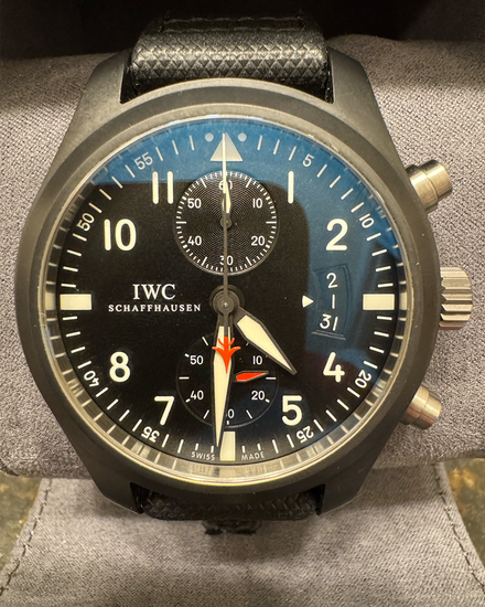 IWC Schaffhausen Pilot Chronograph "Top Gun" 46MM Black Dial Textile Strap (IW388001)