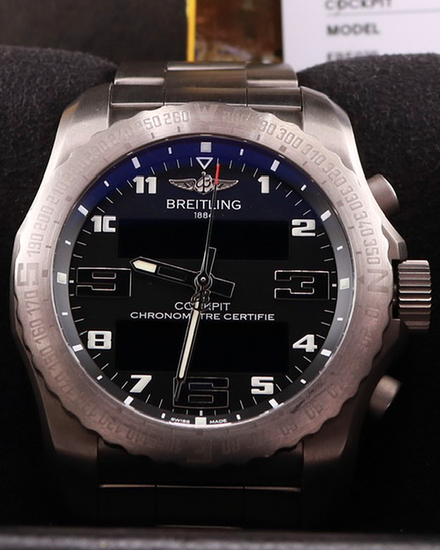 Breitling Cockpit B50 46MM Quartz Black Dial Titanium Bracelet (EB5010)