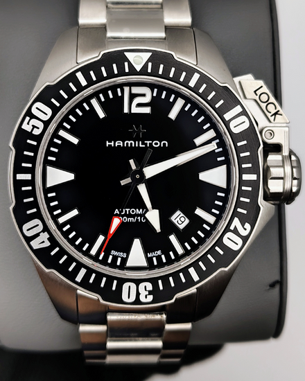 Hamilton Khaki Navy Frogman 42MM Black Dial Steel Bracelet (H776050)