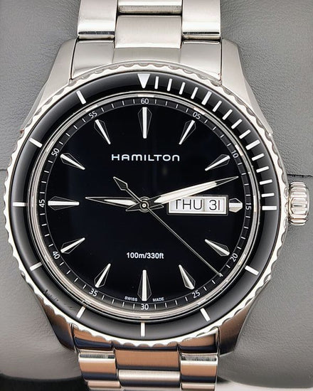 2021 Hamilton Jazzmaster Seaview Day-Date 42MM Quartz Black Dial Steel Bracelet (H375110)