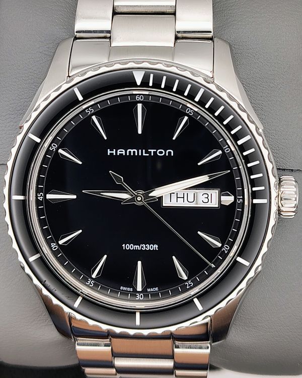 2021 Hamilton Jazzmaster Seaview Day Date 42MM Quartz Black Dial Steel Bracelet (H375110)