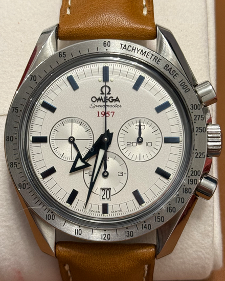 Omega Speedmaster Broad Arrow 42MM Silver Dial Leather Strap (321.12.42.50.02.001)
