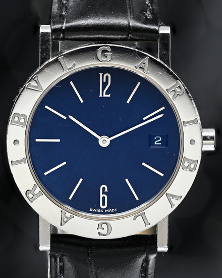 No Reserve - Bvlgari Bvlgari 33MM Quartz Black Dial Aftermarket Leather Strap (BB 33 SL)