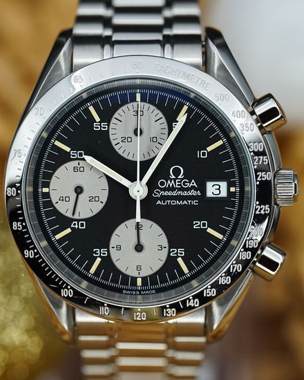 No Reserve - Omega Speedmaster Date 39MM Black Dial Steel Bracelet (175.0043)