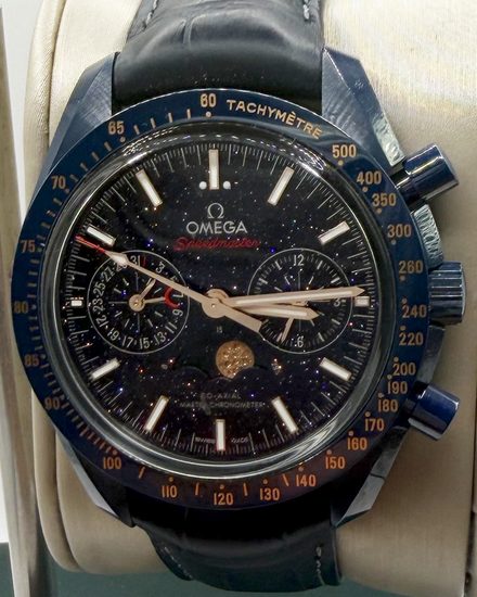 2023 Omega Speedmaster Moonphase "Blue Side of the Moon" 44.25MM Aventurine Dial Leather Strap (304.93.44.52.03.002)