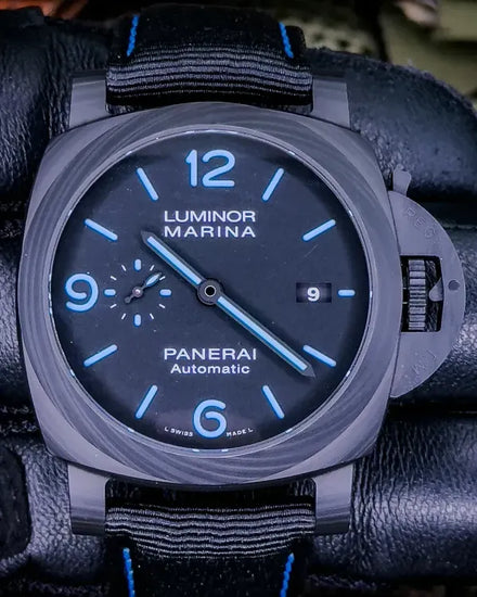 2022 Panerai Luminor Marina Carbotech 44MM Black Dial Textile Strap (PAM01661)