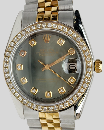 Rolex Datejust 36MM Aftermarket Green Dial Aftermarket Two-Tone Bracelet (1625)