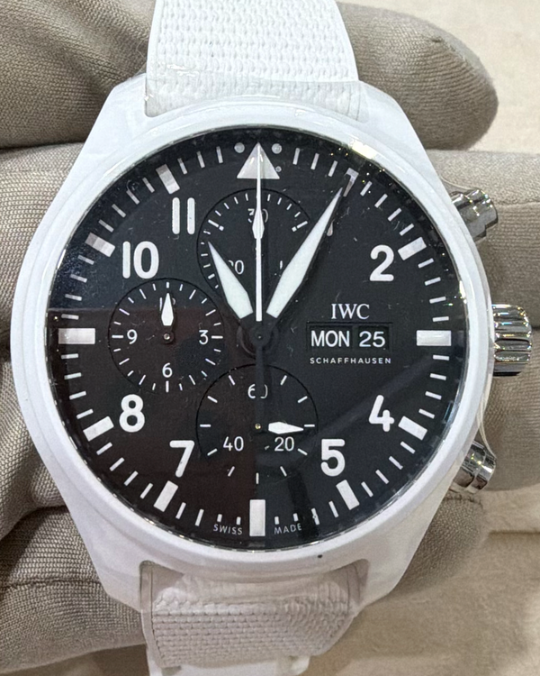 2025 IWC Schaffhausen Pilot Chronograph Top Gun "Lake Tahoe" 44.5MM Black Dial Textile Strap (IW389105)