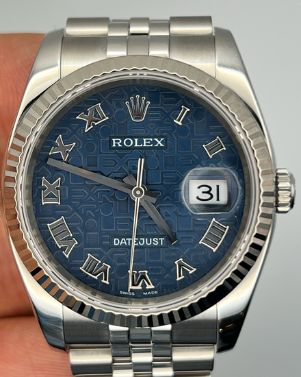 2005 Rolex Datejust 36MM Blue "Jubilee Motif" Dial Jubilee Bracelet (116234)