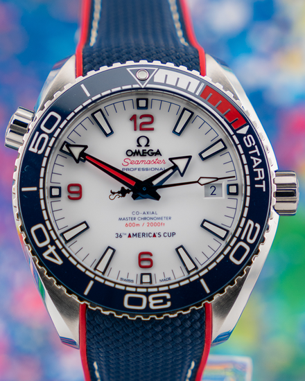 2021 Omega Seamaster Planet Ocean 600M "America's Cup" L.E. 43.5MM White Dial Rubber Strap (215.32.43.21.04.001)