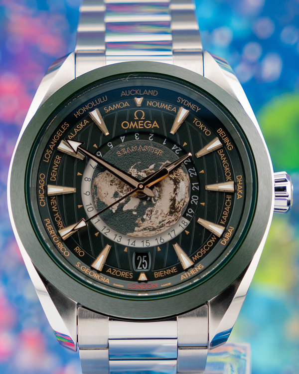 2025 Omega Seamaster Aqua Terra Worldtimer 43MM Green Dial Steel Bracelet (220.30.43.22.10.001)