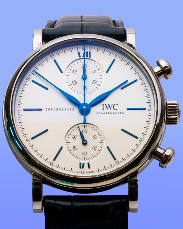 2022 IWC Schaffhausen Portofino Chronograph 39MM White Dial Leather Strap (IW391407)