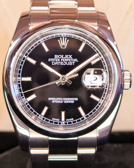 2010 Rolex Datejust 36MM Black Dial Oyster Bracelet (116200)