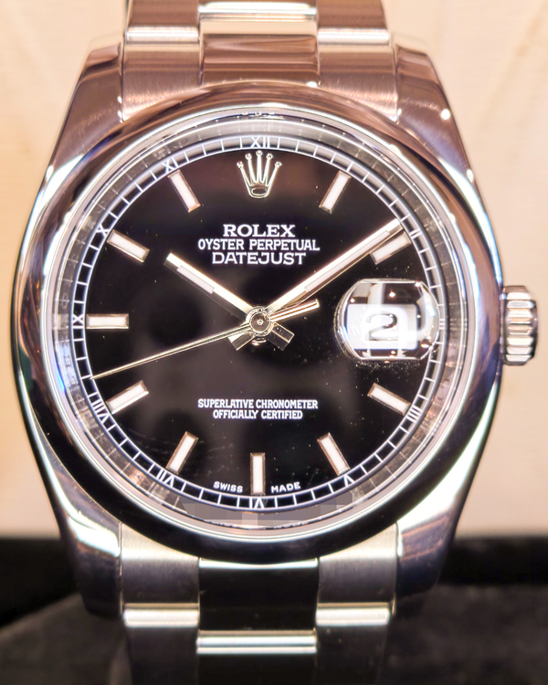 2010 Rolex Datejust 36MM Black Dial Oyster Bracelet (116200)
