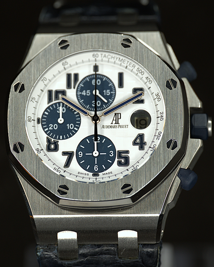 2010 Audemars Piguet Royal Oak Offshore Chronograph "Navy" 42MM White Dial Leather Strap (26170ST.OO.D305CR.01)