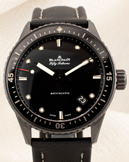 2021 Blancpain Fifty Fathoms Bathyscape Ceramic "Darth Vader" 43MM Black Dial Textile Strap (5000-0130-B52A)