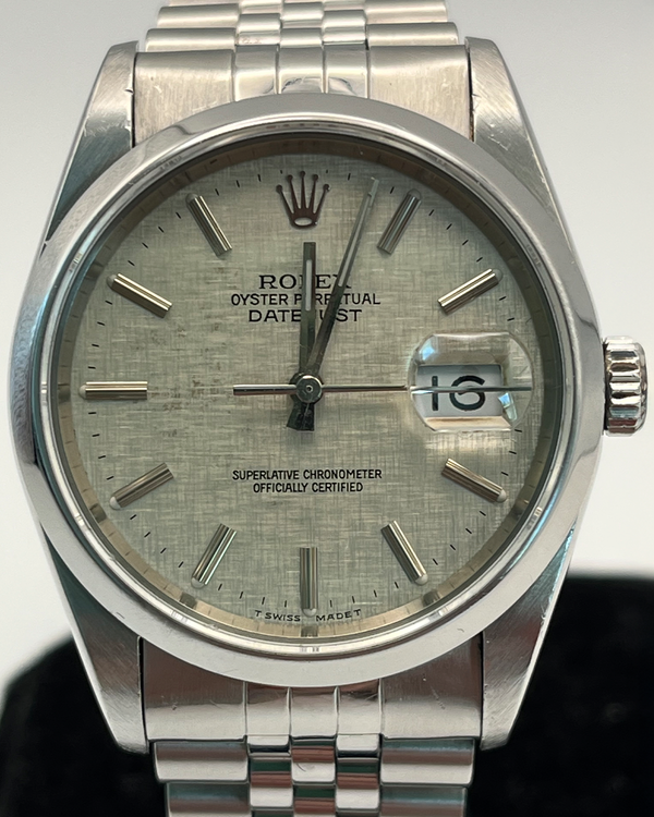 Rolex Datejust 36MM Silver "Linen Motif" Dial Jubilee Bracelet (16200)