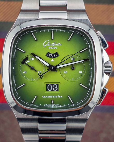 2022 Glashütte Original Seventies Panorama Date 40MM Green Dial Steel Bracelet (1-37-02-09-02-70)
