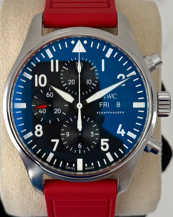 2017 IWC Schaffhausen Pilot Chronograph 43MM Black Dial Rubber Strap (IW377709)