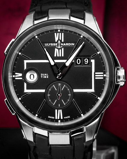 2020 Ulysse Nardin Executive Dual Time 42MM Black Dial Leather Strap (243-20/42)