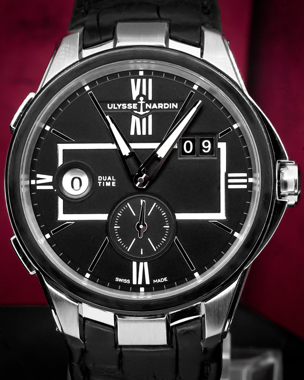 2020 Ulysse Nardin Executive Dual Time 42MM Black Dial Leather Strap (243-20/42)