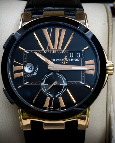 2014 Ulysse Nardin Executive Dual Time 43MM Black Dial Leather Strap (246-00)