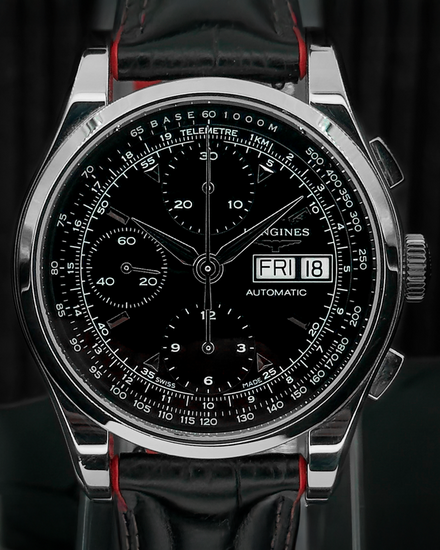 2015 Longines Heritage 40MM Black Dial Leather Strap (L2.747.4.52.3)