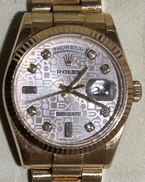 Rolex Day-Date 41MM Silver "Jubilee Motif" Dial Yellow Gold President Bracelet (218238)