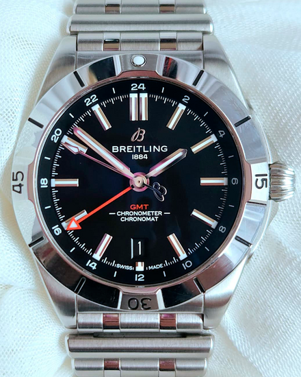 Breitling Chronomat GMT 40MM Black Dial Steel Bracelet (A32398)
