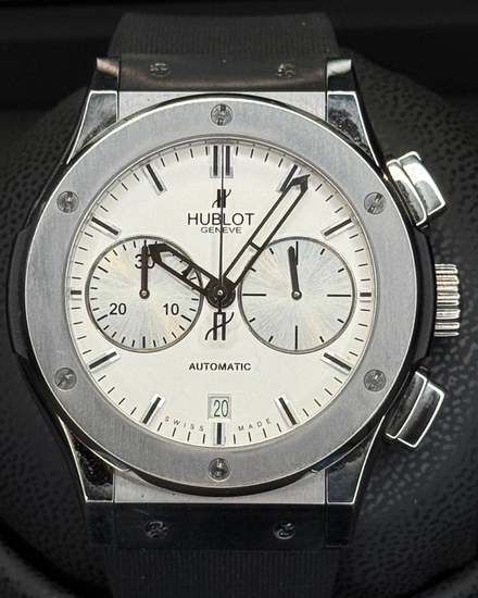 2014 Hublot Classic Fusion Chronograph 45MM Silver Dial Rubber Strap (521.NX.2610.LR)