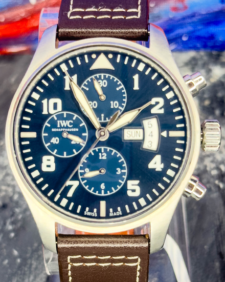 IWC Schaffhausen Pilot Chronograph "Le Petit Prince" 43MM Blue Dial Leather Strap (IW377706)