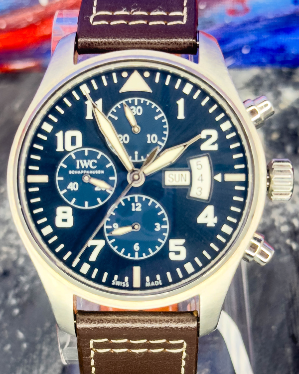 IWC Schaffhausen Pilot Chronograph "Le Petit Prince" 43MM Blue Dial Leather Strap (IW377706)