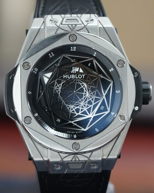 2018 Hublot Big Bang Sang Bleu L.E. 45MM Black Dial Leather Strap (415.NX.1112.VR.MXM16)