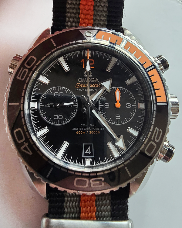 2024 Omega Seamaster Planet Ocean 600M 45.5MM Black Dial Aftermarket Textile Strap (215.30.46.51.01.002)