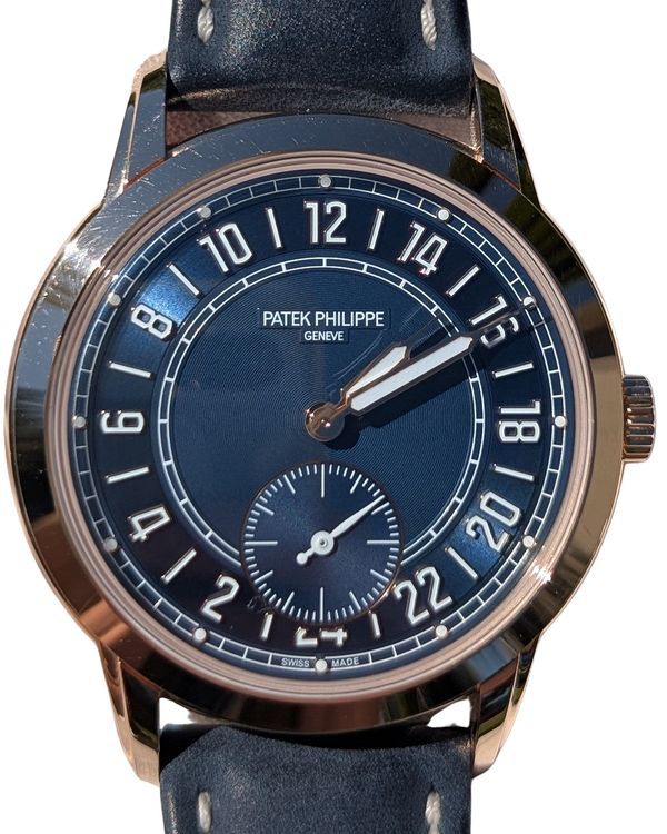 2025 Patek Philippe Calatrava Pilot Travel Time 42MM Blue Dial Leather Strap (5224R-001)