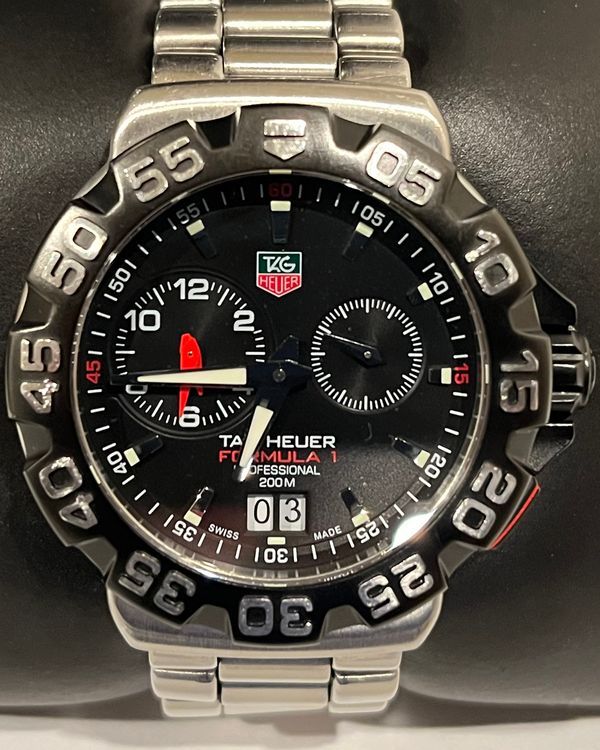 2010 Tag Heuer Formula 1 41MM Quartz Black Dial Steel Bracelet (WAH111A.BA0850)