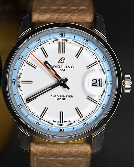 2025 Breitling Top Time B21 "Top 38" 38MM White Dial Leather Strap (AB3113)