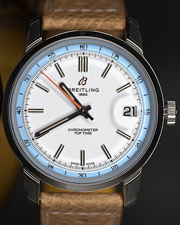 2025 Breitling Top Time B21 "Top 38" 38MM White Dial Leather Strap (AB3113)